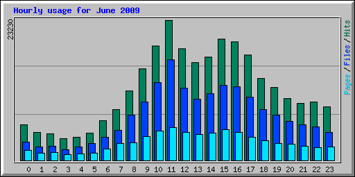 Hourly usage for June 2009