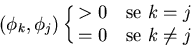 \begin{displaymath}(\phi_k,\phi_j)\cases{>0 & se $k=j$\cr =0 & se $k\not=j$\cr}
\end{displaymath}